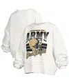 Pressbox Women's White Army Black Knights Oversized Janice Retro Waist-length Pullover Sweatshirt In Multi