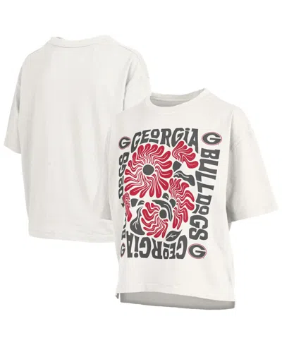 Pressbox Women's White Georgia Bulldogs Elena Oversized Slub T-shirt In Neutral
