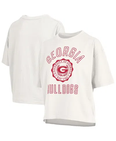 Pressbox Women's White Georgia Bulldogs Motley Crew Bishop Waist Length Oversized Slub T-shirt
