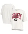 Pressbox Women's White Georgia Bulldogs Nelson Arch Over Logo Waist Length Oversized Slub T-shirt