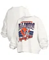 Pressbox Women's White Illinois Fighting Illini Oversized Janice Retro Waist-length Pullover Sweatshirt In White