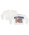 Pressbox Women's White Illinois Fighting Illini Oversized Janice Retro Waist-length Sweatshirt In Multi