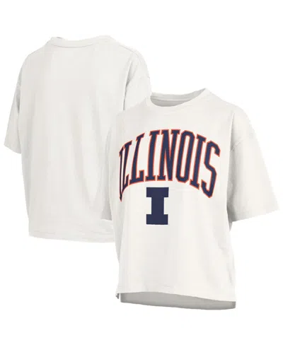 Pressbox Women's White Illinois Fighting Illini Oversized Nelson Arch Over Logo Slub T-shirt