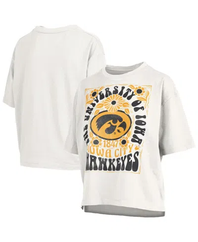 Pressbox Women's White Iowa Hawkeyes Harmony Oversized Slub T-shirt