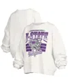 Pressbox Women's White Kansas State Wildcats Oversized Janice Retro Waist-length Pullover Sweatshirt In Multi