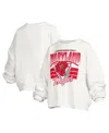 Pressbox White Rutgers Scarlet Knights Oversized Janice Retro Waist-length Pullover Sweatshirt In White