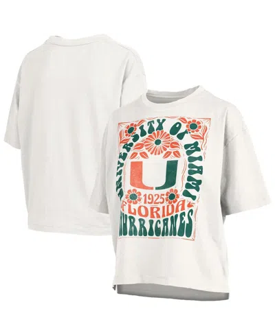 Pressbox Women's White Miami Hurricanes Harmony Oversized Slub T-shirt