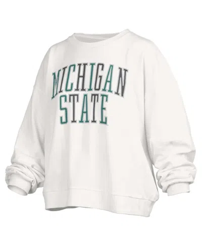 Pressbox Women's White Michigan State Spartans Janise Waist Length Oversized Pullover Sweatshirt