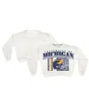 Pressbox Women's White Michigan Wolverines Oversized Janice Retro Waist-length Sweatshirt In White