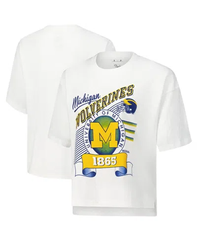 Pressbox Women's White Michigan Wolverines Rock Roll Slubâ T-shirt