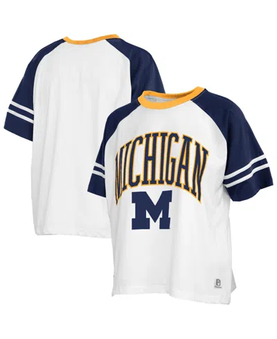 Pressbox Women's White Michigan Wolverines Sky Colo Block T-shirt In Black