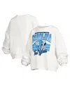 Pressbox Women's White North Carolina Tar Heels Janice Retro Logo Oversized Pullover Sweatshirt In White