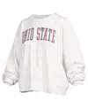 Pressbox Women's White Ohio State Buckeyes Janise Waist Length Oversized Pullover Sweatshirt In White