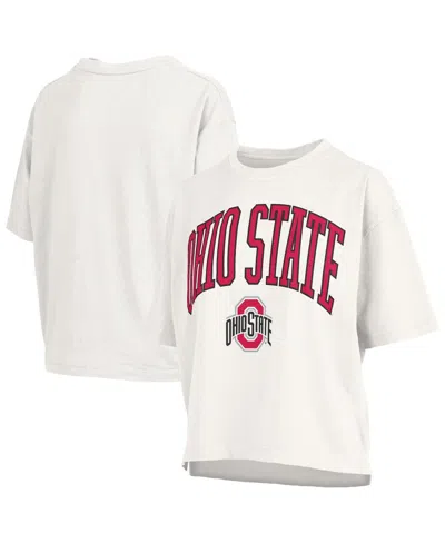 Pressbox Women's White Ohio State Buckeyes Plus Size Nelson Motley Crew Oversized Slub T-shirt