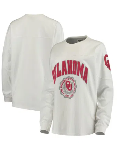 Pressbox Women's White Oklahoma Sooners Edith Long Sleeve T-shirt