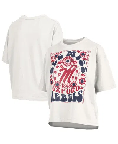 Pressbox Women's White Ole Miss Rebels Harmony Oversized Slub T-shirt In Multi
