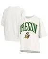 Pressbox Women's White Oregon Ducks Nelson Arch Over Logo Waist Length Oversized Slub T-shirt In White