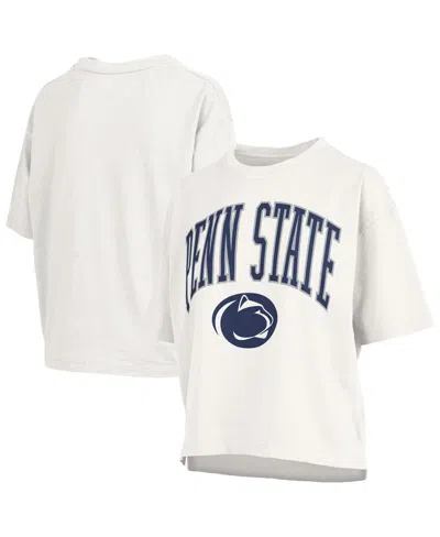 Pressbox Women's White Penn State Nittany Lions Nelson Arch Over Logo Waist Length Oversized Slub T-shirt