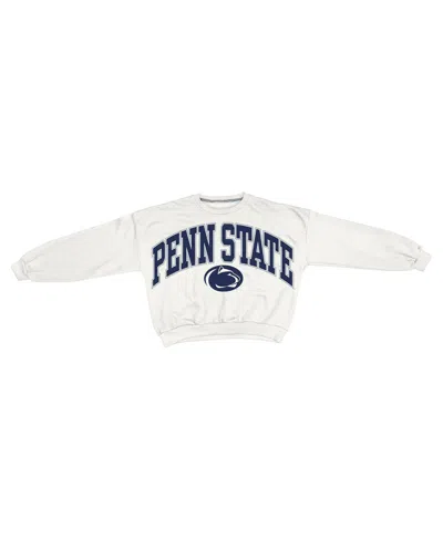 Pressbox Women's White Penn State Nittany Lions Oversized Janice Waist-length Sweatshirt