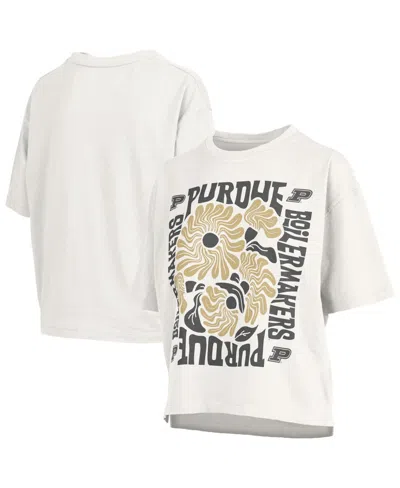 Pressbox Women's White Purdue Boilermakers Elena Oversized Slub T-shirt
