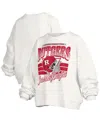 Pressbox White Washington State Cougars Oversized Janice Retro Waist-length Pullover Sweatshirt In White