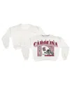 Pressbox Women's White South Carolina Gamecocks Oversized Janice Retro Waist-length Sweatshirt In White