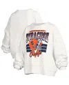 Pressbox White Syracuse Orange Oversized Janice Retro Waist-length Pullover Sweatshirt In White