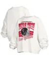 Pressbox White Texas Tech Red Raiders Oversized Janice Retro Waist-length Pullover Sweatshirt In White
