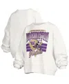 Pressbox Women's White Washington Huskies Oversized Janice Retro Waist-length Pullover Sweatshirt In White