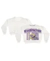 Pressbox White Washington Huskies Oversized Janice Retro Waist-length Sweatshirt In White