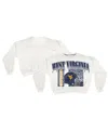 Pressbox Women's White West Virginia Mountaineers Oversized Janice Retro Waist-length Sweatshirt In Multi
