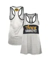 Pressbox Women's White/black Iowa Hawkeyes Tracy Racerback Burnout Tank Top In Animal Print