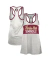 Pressbox Women's White/garnet Florida State Seminoles Tracy Racerback Burnout Tank Top In Gray