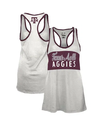 Pressbox Women's White/maroon Texas A & M Aggies Tracy Racerback Burnout Tank Top In Gray