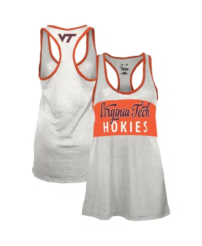 Pressbox Women's White/orange Virginia Tech Hokies Tracy Racerback Burnout Tank Top