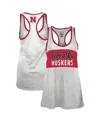 Pressbox Women's White/scarlet Nebraska Huskers Tracy Racerback Burnout Tank Top In Multi