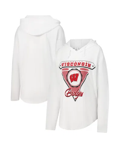 Pressbox Women's Wisconsin Badgers San Bruno Graphic Long Sleeve Hoodie In White