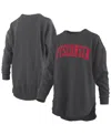 Pressbox Women's Black Wisconsin Badgers Melange Poncho Vintage Fleece Long Sleeve Pullover Sweatshirt In Black