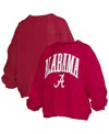 Pressbox Women's Crimson Alabama Crimson Tide Janise Arch Over Logo Waist Length Oversized Pullover Sweatshir In Crimson