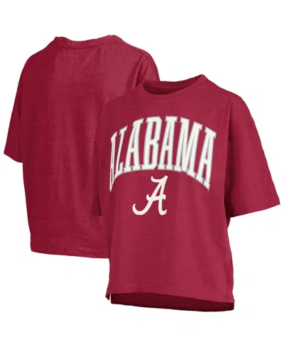 Pressbox Crimson Alabama Crimson Tide Nelson Arch Over Logo Waist Length Oversized Slub T-shirt In Red