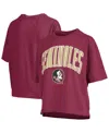 Pressbox Garnet Florida State Seminoles Nelson Arch Over Logo Waist Length Oversized Slub T-shirt In Garnet