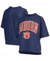 Pressbox Women's Navy Auburn Tigers Nelson Arch Over Logo Waist Length Oversized Slub T-shirt In Multi