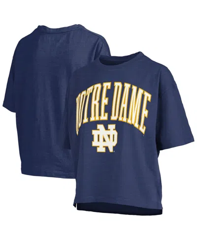 Pressbox Women's Navy Notre Dame Fighting Irish Nelson Arch Over Logo Waist Length Oversized Slub T-shirt