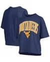 Pressbox Navy West Virginia Mountaineers Nelson Arch Over Logo Waist Length Oversized Slub T-shirt In Blue