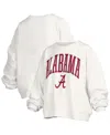 Pressbox Women's White Alabama Crimson Tide Janise Arch Over Logo Waist Length Oversized Pullover Sweatshirt In White