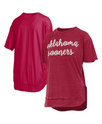 PRESSBOX WOMEN'S CRIMSON OKLAHOMA SOONERS PONCHO T-SHIRT
