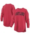 Pressbox Women's Red Maryland Terrapins Melange Poncho Vintage Fleece Long Sleeve Pullover Sweatshirt In Red