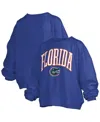 Pressbox Women's Royal Florida Gators Janise Arch Over Logo Waist Length Oversized Pullover Sweatshirt