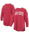 Pressbox Scarlet Ohio State Buckeyes Melange Poncho Vintage Fleece Long Sleeve Pullover Sweatshirt In Red