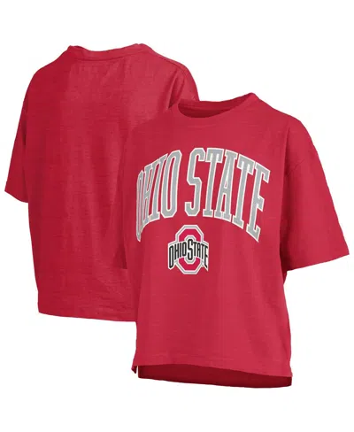 Pressbox Scarlet Ohio State Buckeyes Nelson Arch Over Logo Waist Length Oversized Slub T-shirt In Red